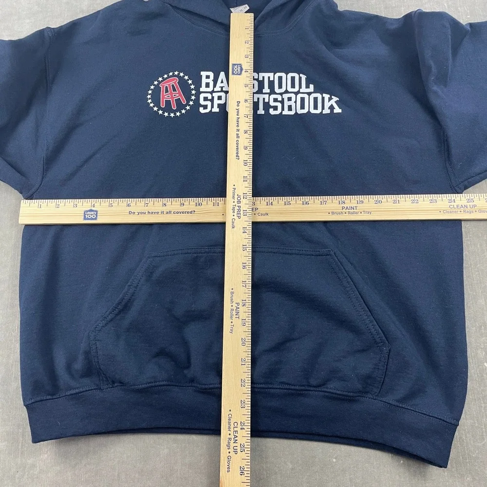 Barstool Sportsbook Mens X-Large‎ Navy Gildan Blue Hoodie Graphic Sweatshirt